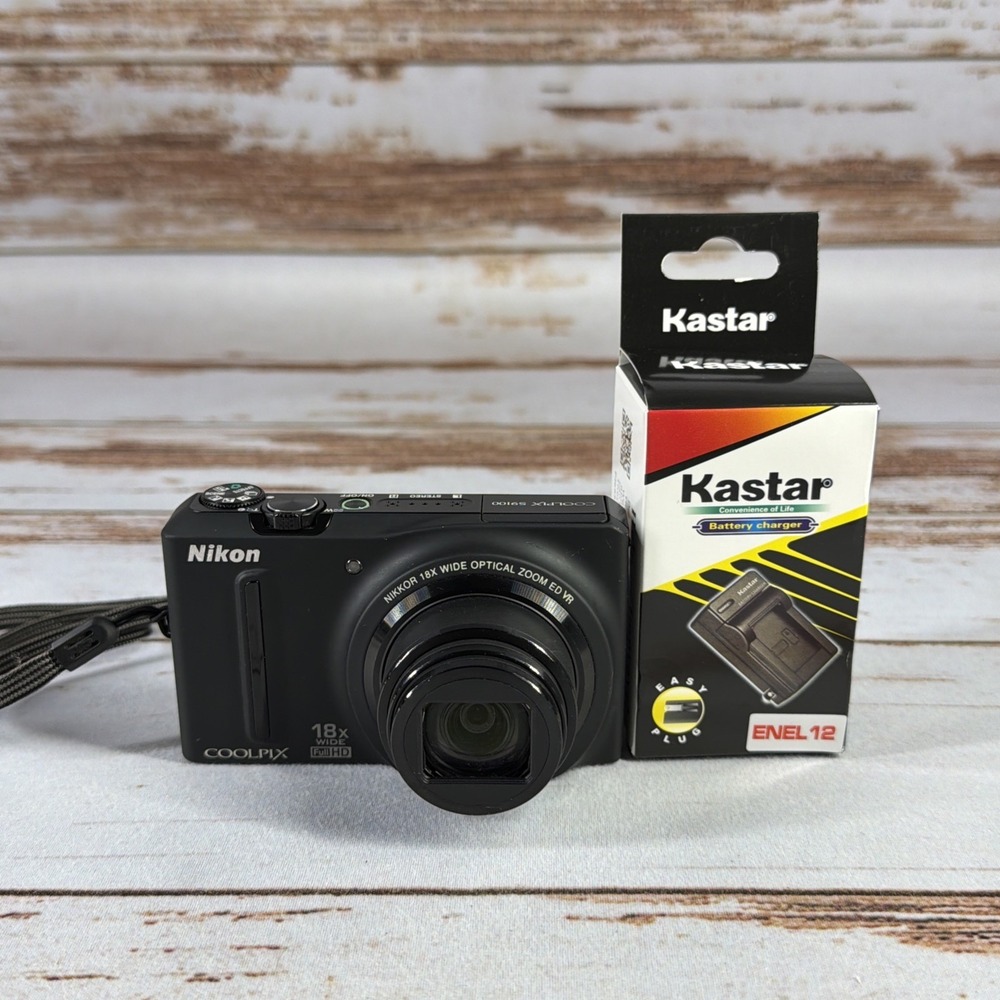 Nikon Coolpix S9100 Digital Camera Black - FOR PARTS / REPAIR